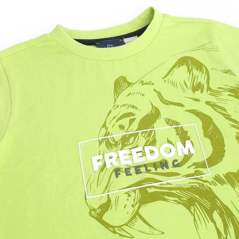 Boys Light Green Printed Short Sleeve T-Shirt image number null